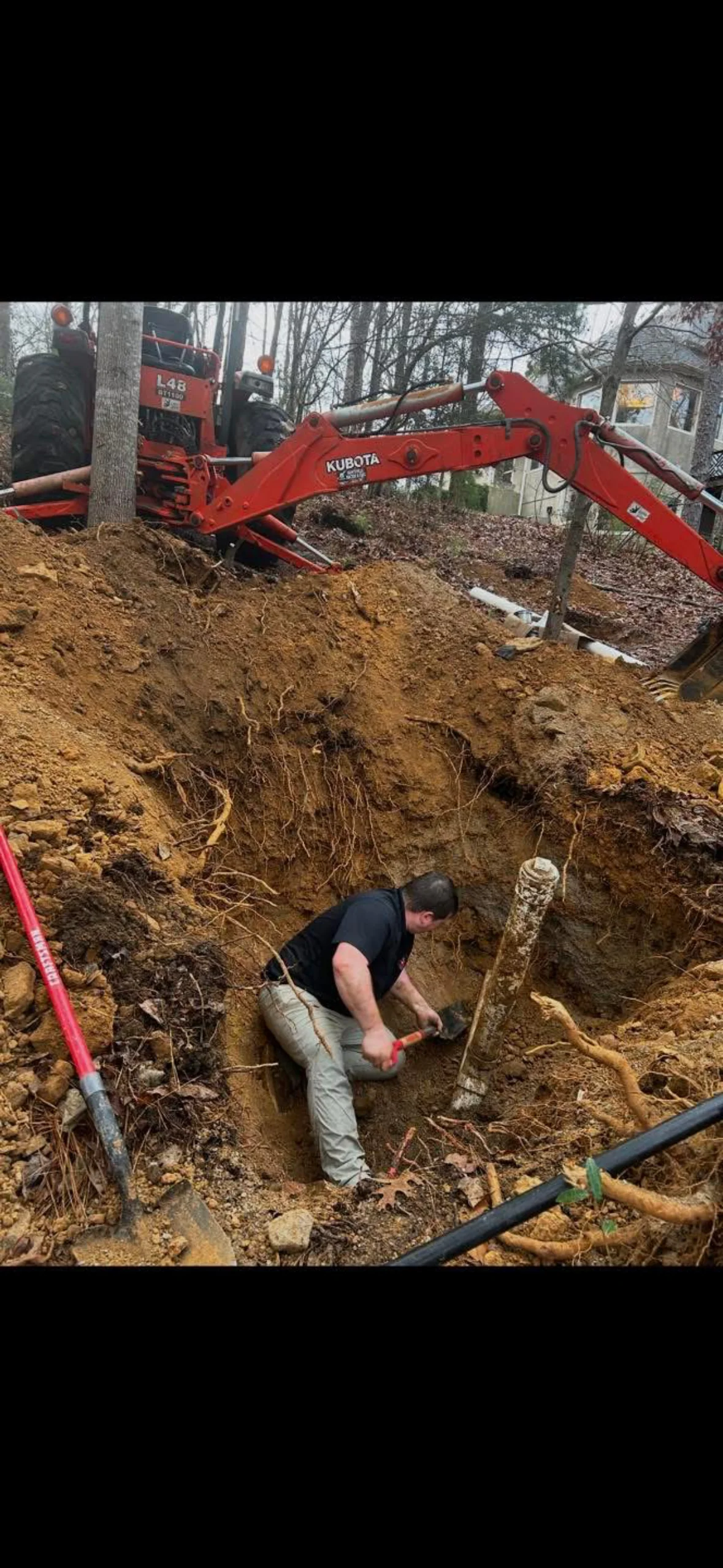 Hydro jetting equipment clearing a residential drain line